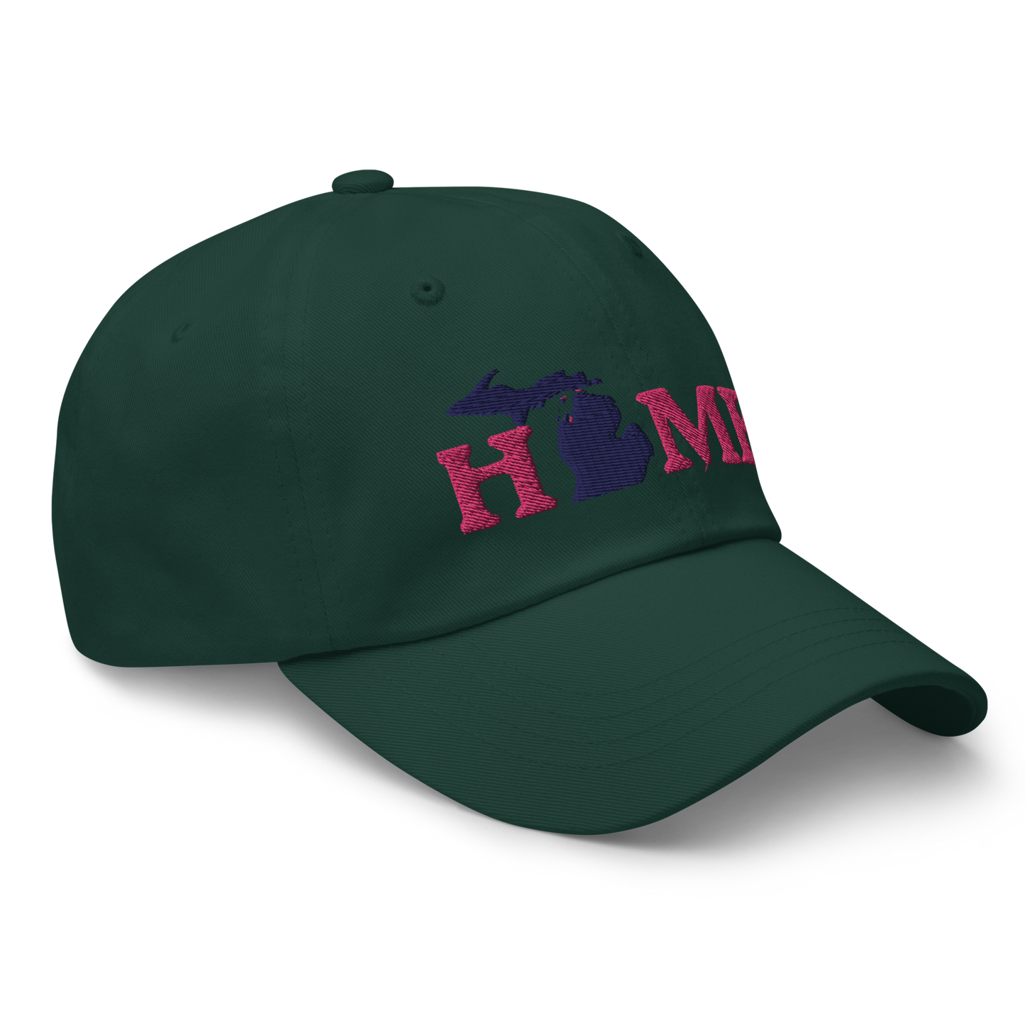 Michigan 'Home' Dad Hat (Woodcut Font) | Pink Embroidery