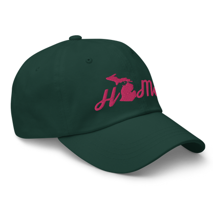 Michigan 'Home' Dad Hat (Script Font) | Pink Embroidery