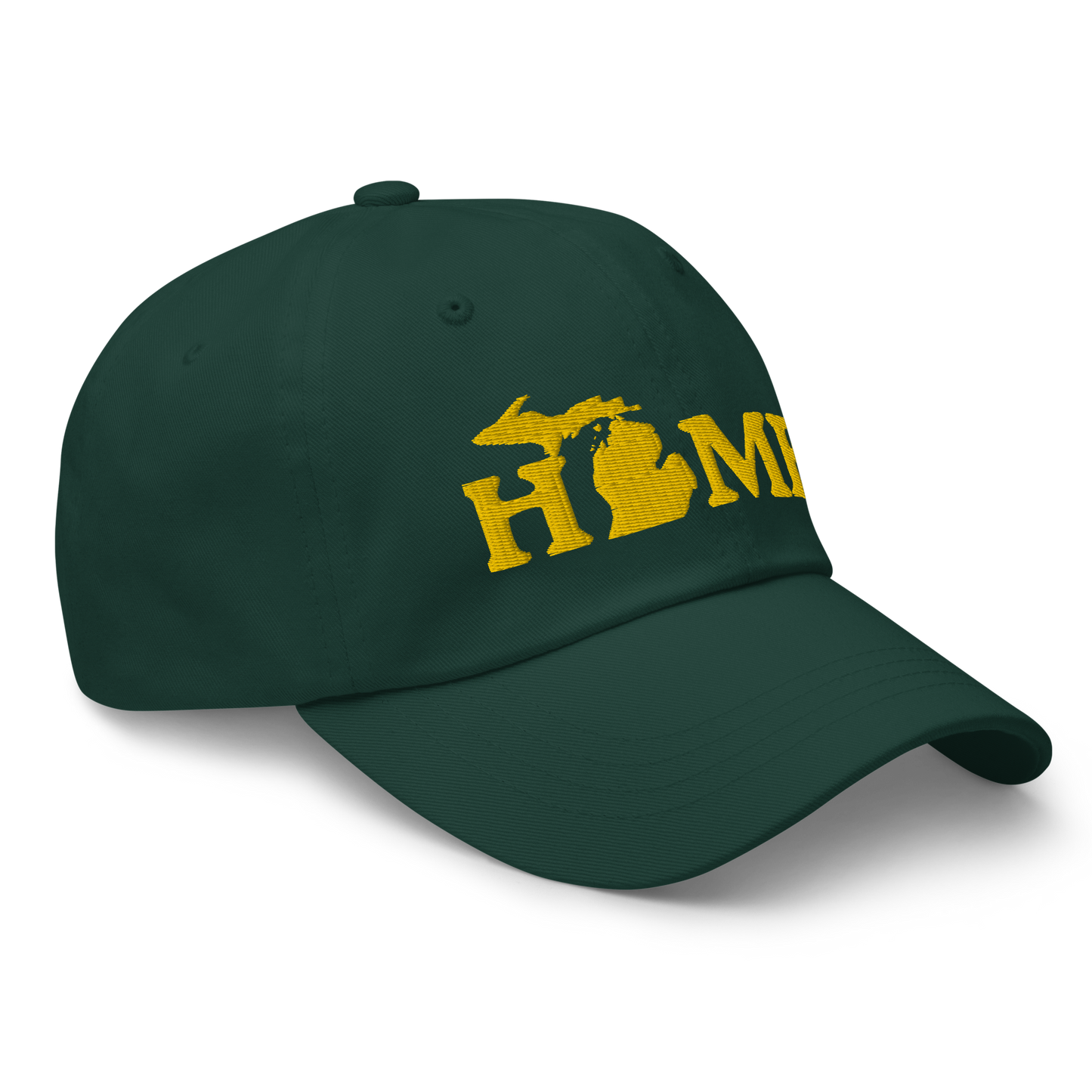 Michigan 'Home' Dad Hat (Woodcut Font) | Gold Embroidery