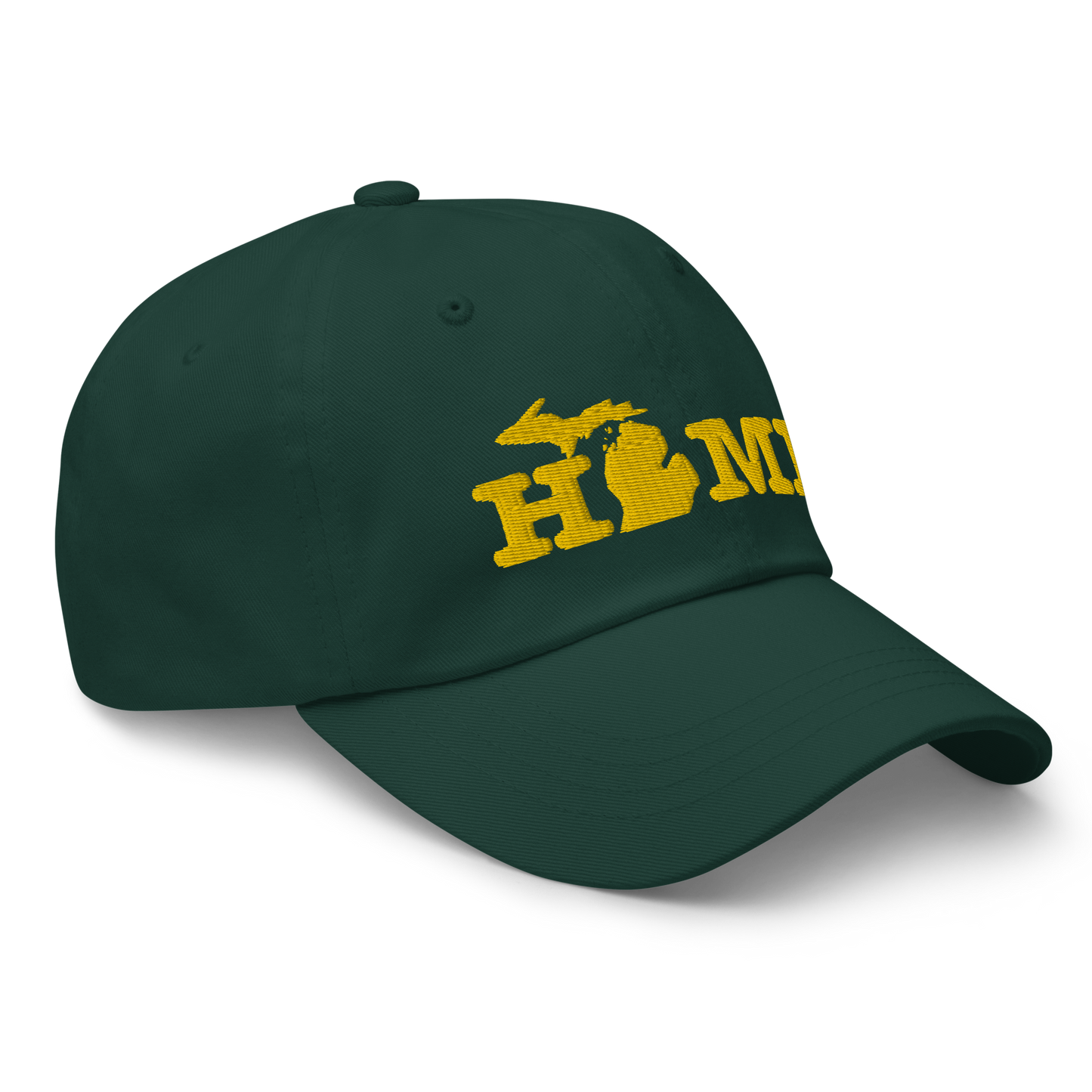 Michigan 'Home' Dad Hat (Typewriter Font) | Gold Embroidery