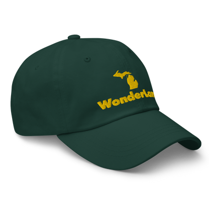 Michigan 'Wonderland' Dad Hat (Geometric Sans Font) | Gold Embroidery