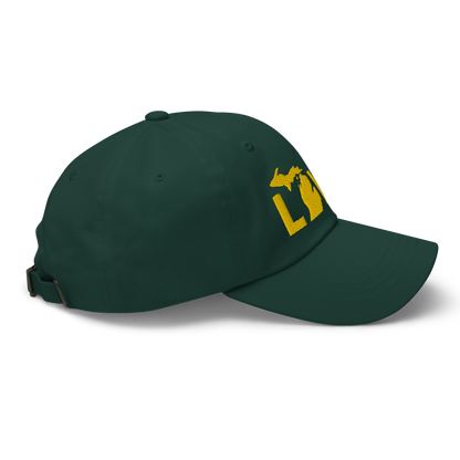 Michigan 'Love' Dad Hat (Geometric Sans Font) | Gold Embroidery