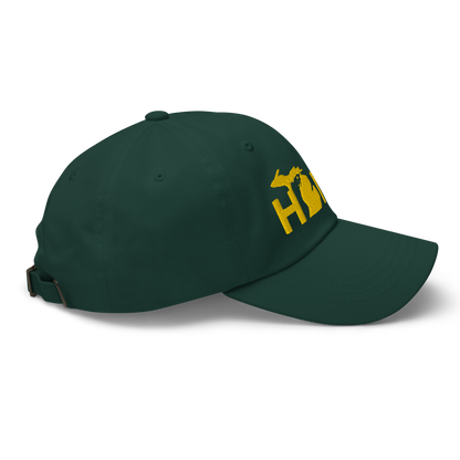 Michigan 'Home' Dad Hat (Geometric Sans Font) | Gold Embroidery