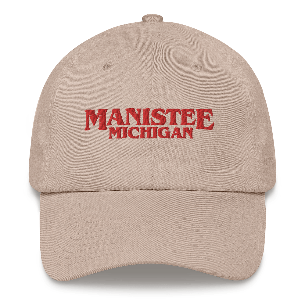 'Manistee Michigan' Dad Hat (1980s Drama Parody)