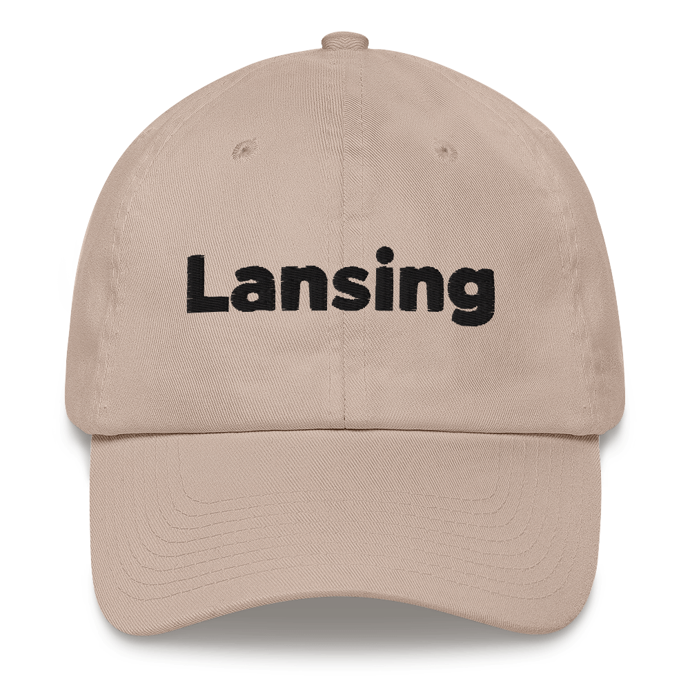 'Lansing' Dad Hat | White/Black Embroidery