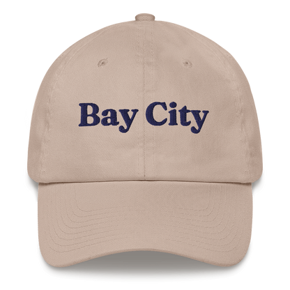 'Bay City' Dad Hat | White/Navy Embroidery