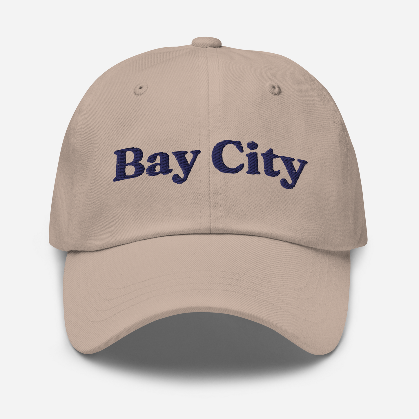 'Bay City' Dad Hat | White/Navy Embroidery