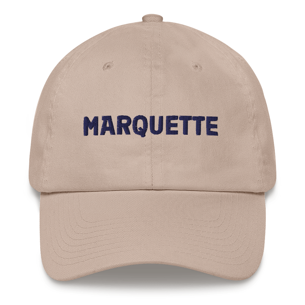 'Marquette' Dad Hat | White/Navy Embroidery