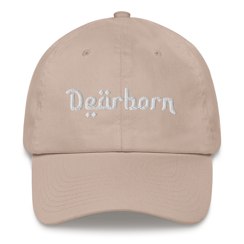 'Dearborn' Dad Hat | White/Black Embroidery