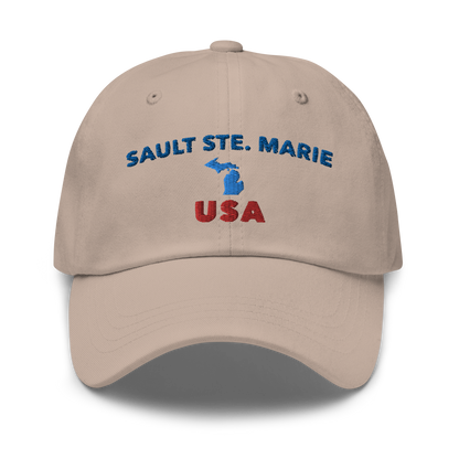 'Sault Ste. Marie USA' Dad Hat (w/ Michigan Outline)