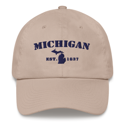 'Michigan EST 1837' Dad Hat (Army Font)