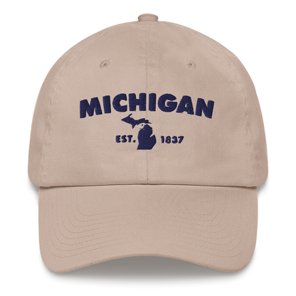 'Michigan EST 1837' Dad Hat (Geometric Sans Font)