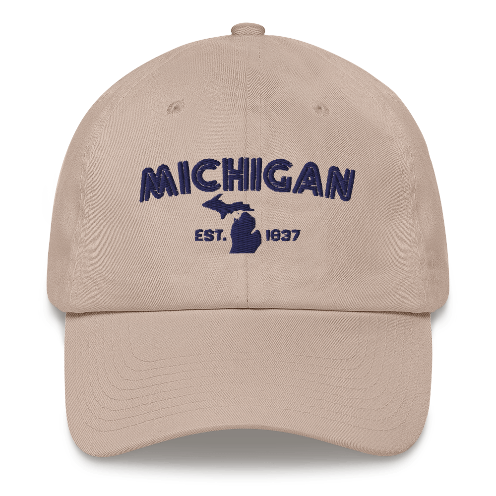 'Michigan EST 1837' Dad Hat (Metalpress Font)