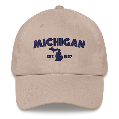 'Michigan EST 1837' Dad Hat (Metalpress Font)