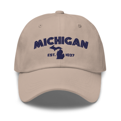 'Michigan EST 1837' Dad Hat (Metalpress Font)