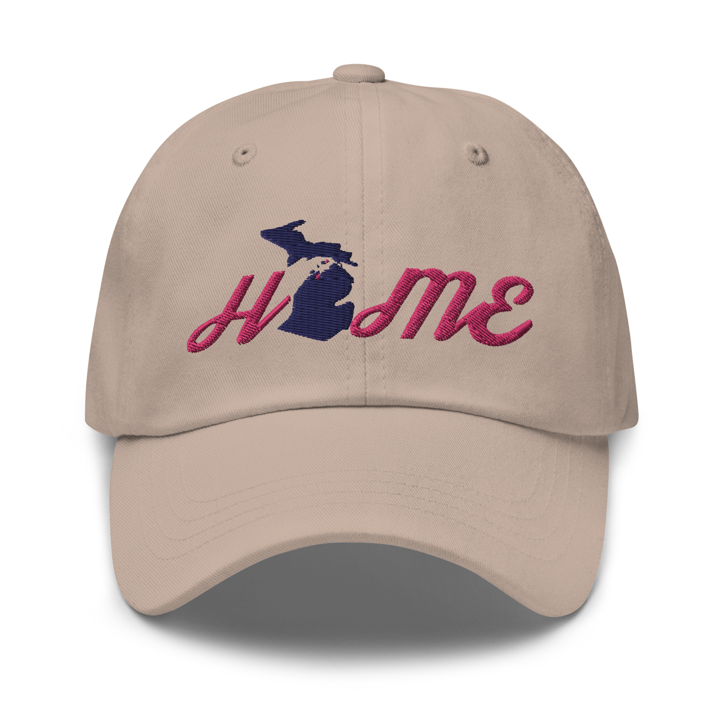 Michigan 'Home' Dad Hat (Script Font) | Pink Embroidery