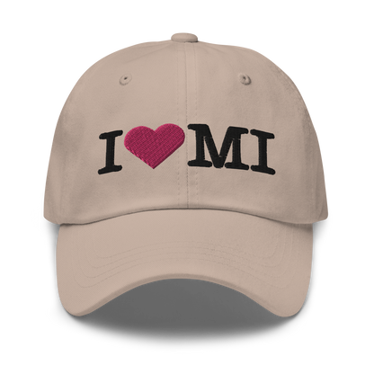 Michigan 'I ❤️ MI' Dad Hat (Typewriter Font)