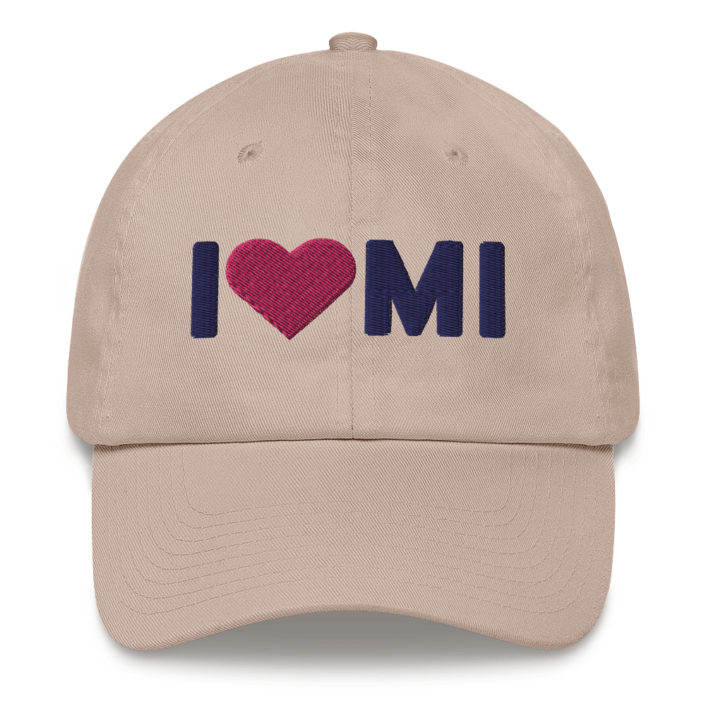 Michigan 'I ❤️ MI' Dad Hat (Rounded Swiss Font)