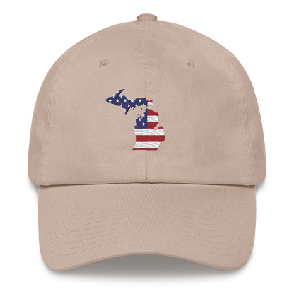 State of Michigan Dad Hat (w/ USA Flag Outline)