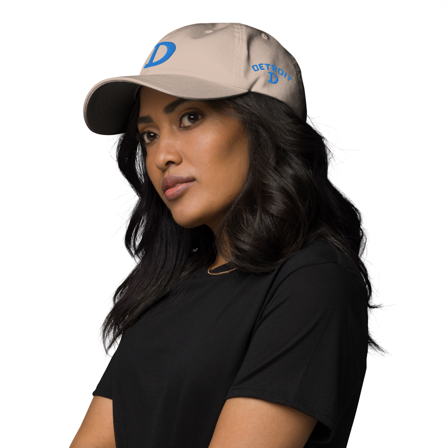 Detroit 'Old French D' Dad Hat (w/ Side Design) | Azure Embroidery