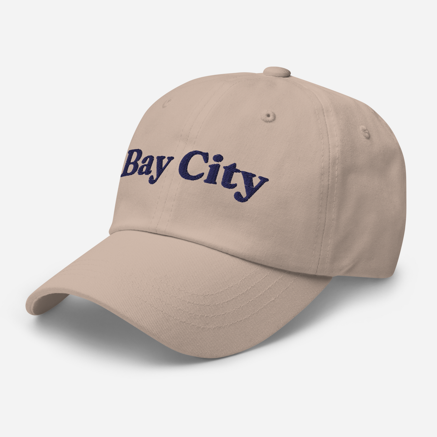 'Bay City' Dad Hat | White/Navy Embroidery