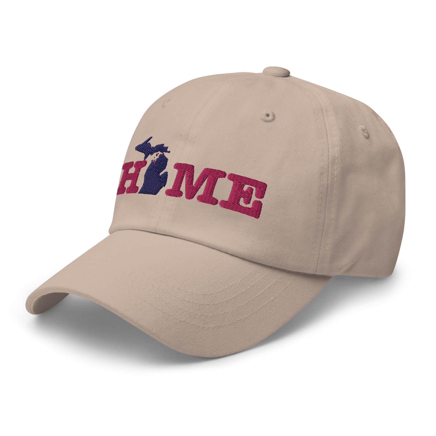 Michigan 'Home' Dad Hat (Typewriter Font) | Pink Embroidery