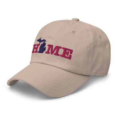 Michigan 'Home' Dad Hat (Typewriter Font) | Pink Embroidery