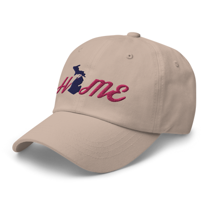 Michigan 'Home' Dad Hat (Script Font) | Pink Embroidery