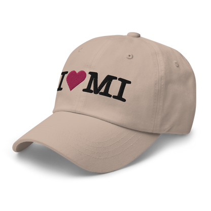 Michigan 'I ❤️ MI' Dad Hat (Typewriter Font)