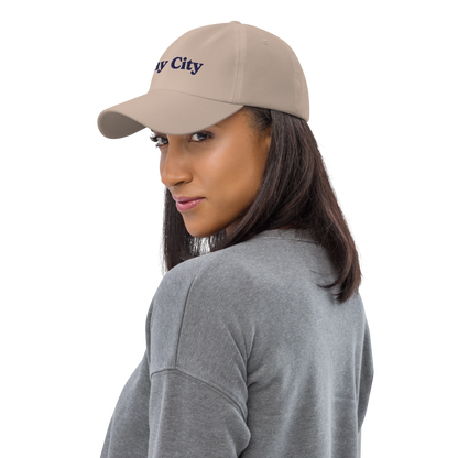 'Bay City' Dad Hat | White/Navy Embroidery