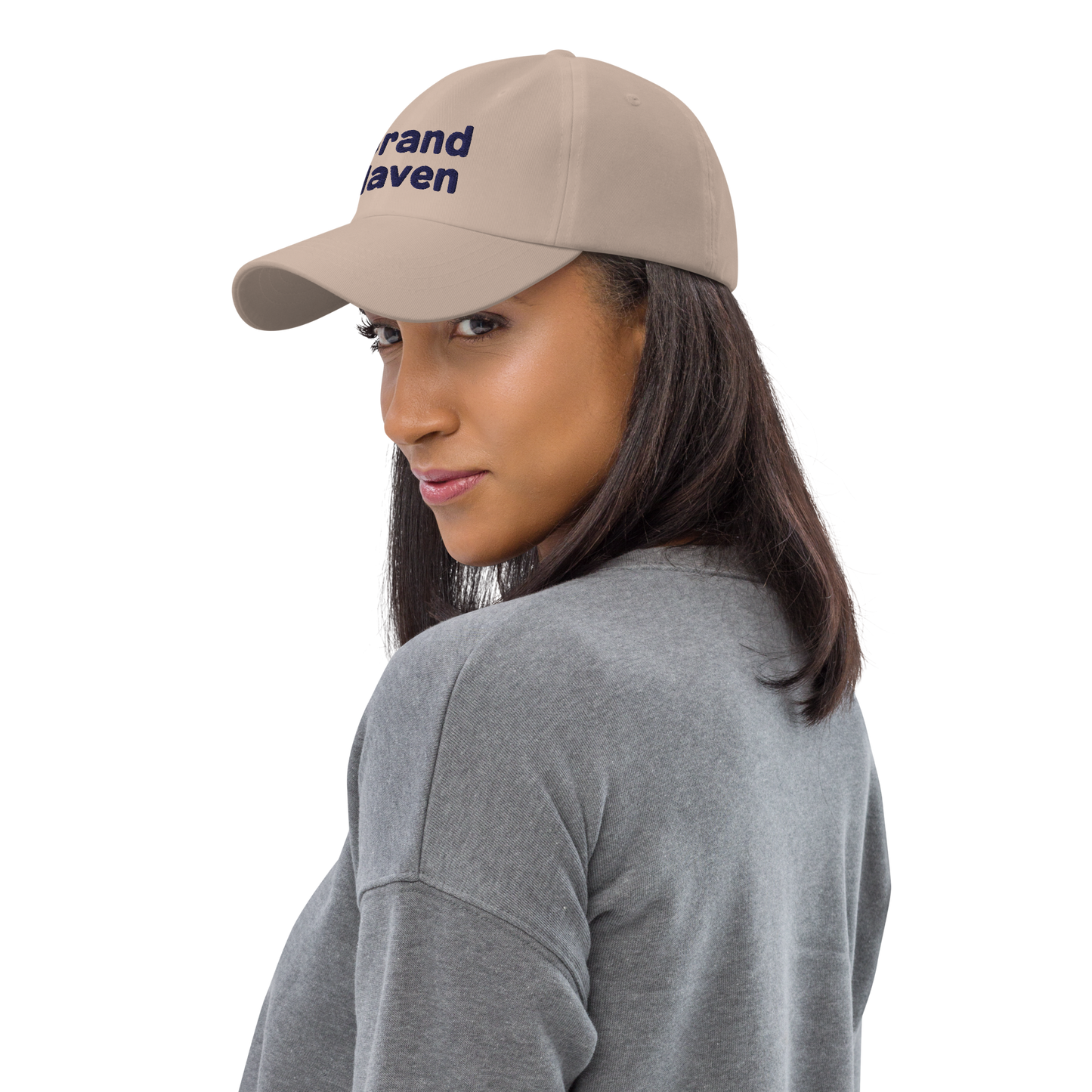 'Grand Haven' Dad Hat | White/Navy Embroidery