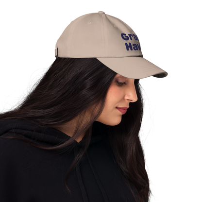 'Grand Haven' Dad Hat | White/Navy Embroidery