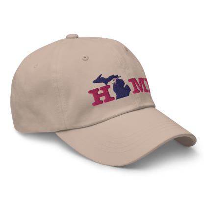 Michigan 'Home' Dad Hat (Typewriter Font) | Pink Embroidery