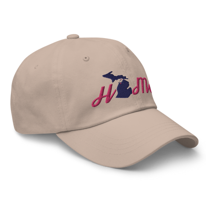 Michigan 'Home' Dad Hat (Script Font) | Pink Embroidery