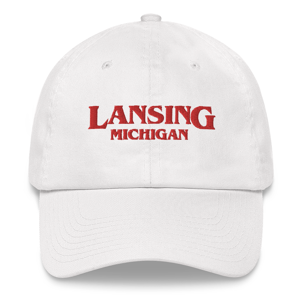 'Lansing Michigan' Dad Hat (1980s Drama Parody)