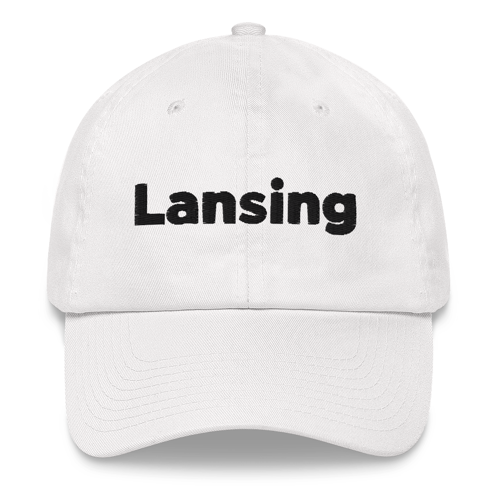 'Lansing' Dad Hat | White/Black Embroidery