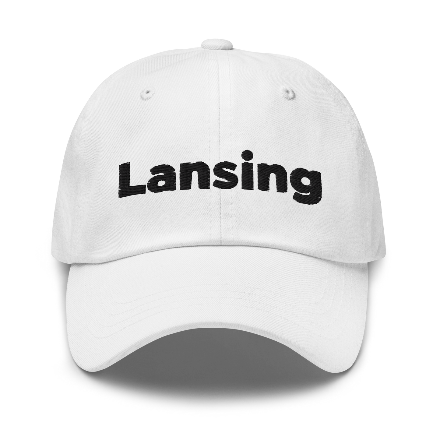 'Lansing' Dad Hat | White/Black Embroidery