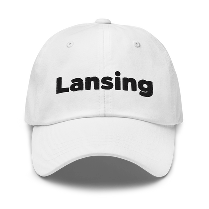 'Lansing' Dad Hat | White/Black Embroidery