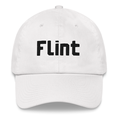 'Flint' Dad Hat | White/Black Embroidery