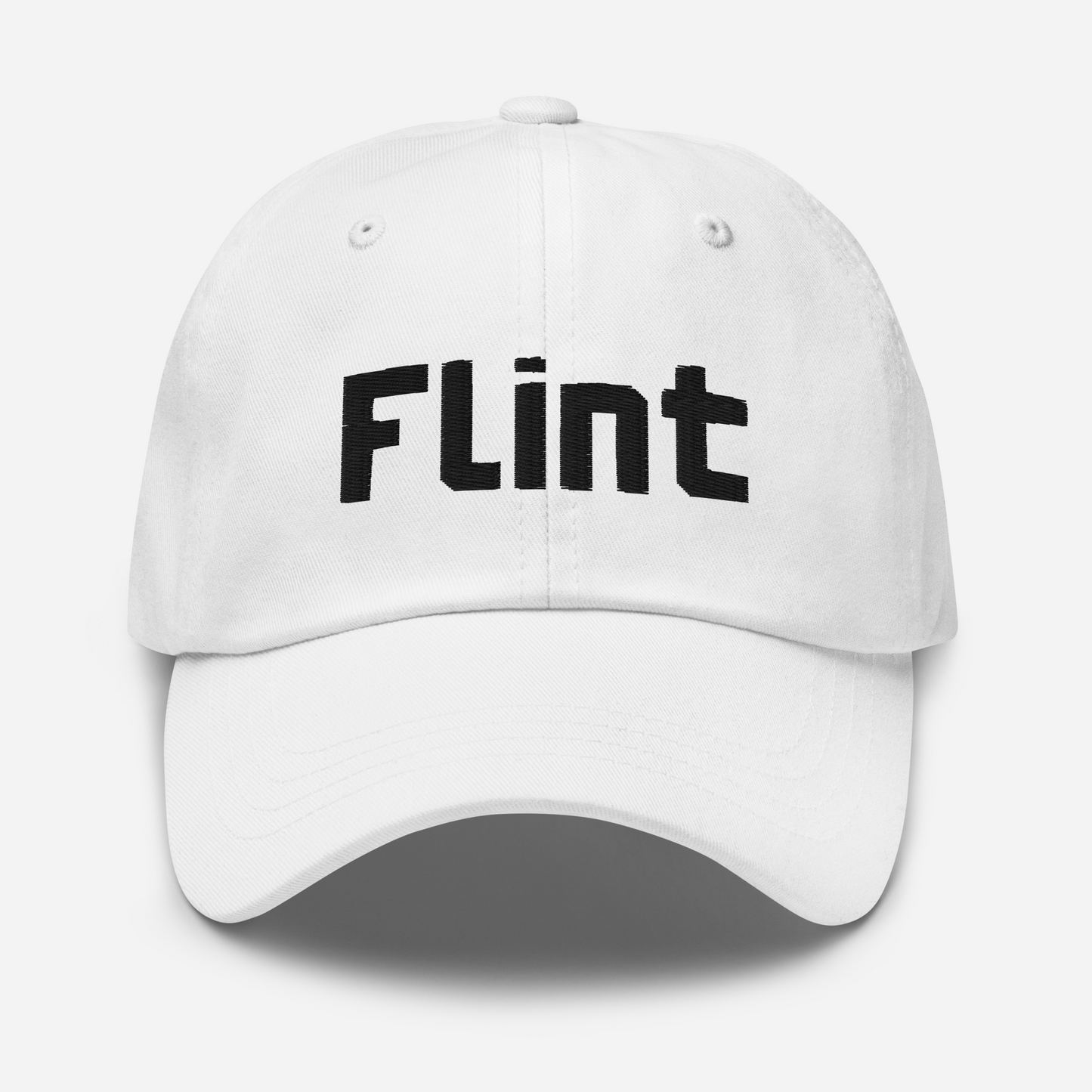 'Flint' Dad Hat | White/Black Embroidery