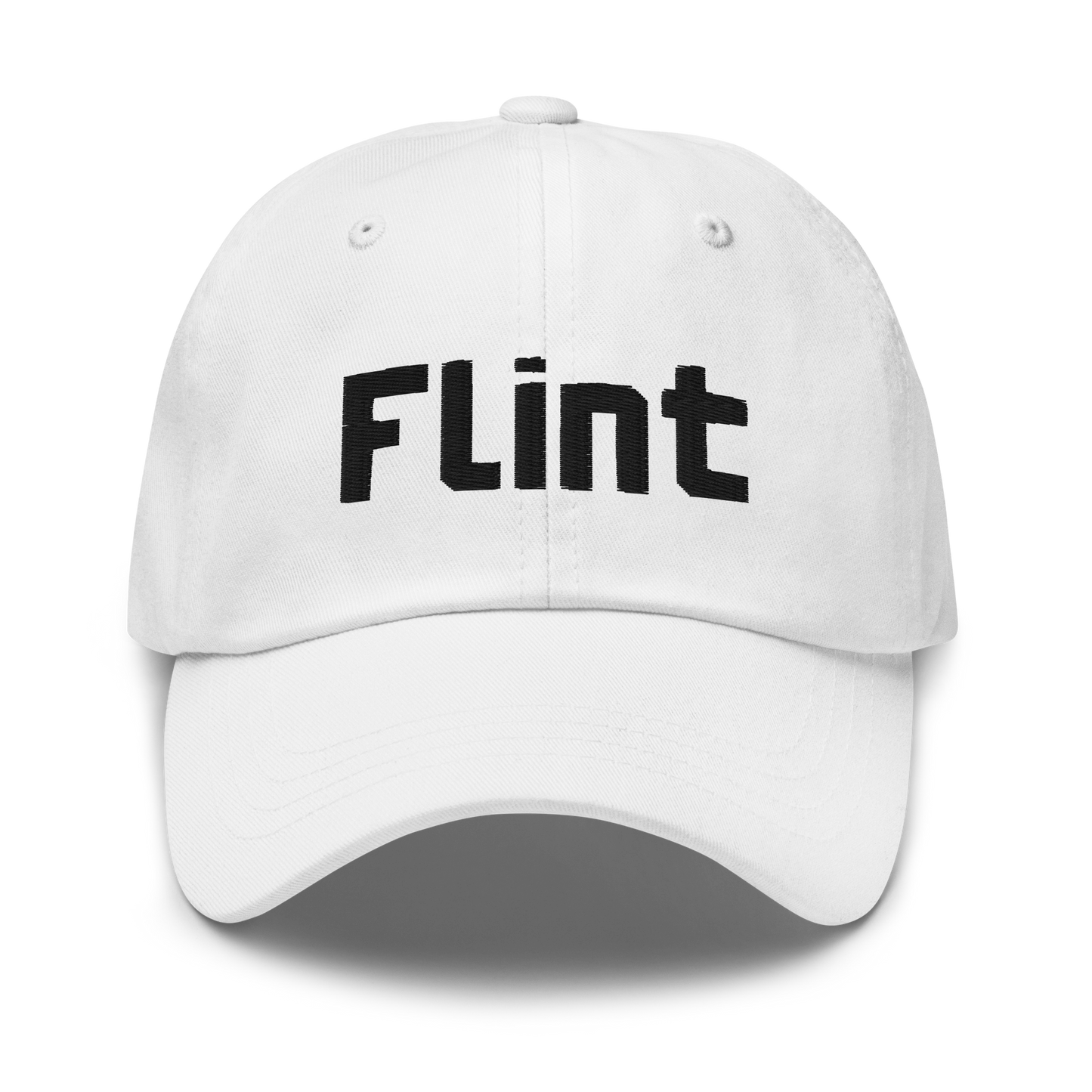 'Flint' Dad Hat | White/Black Embroidery