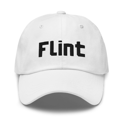 'Flint' Dad Hat | White/Black Embroidery