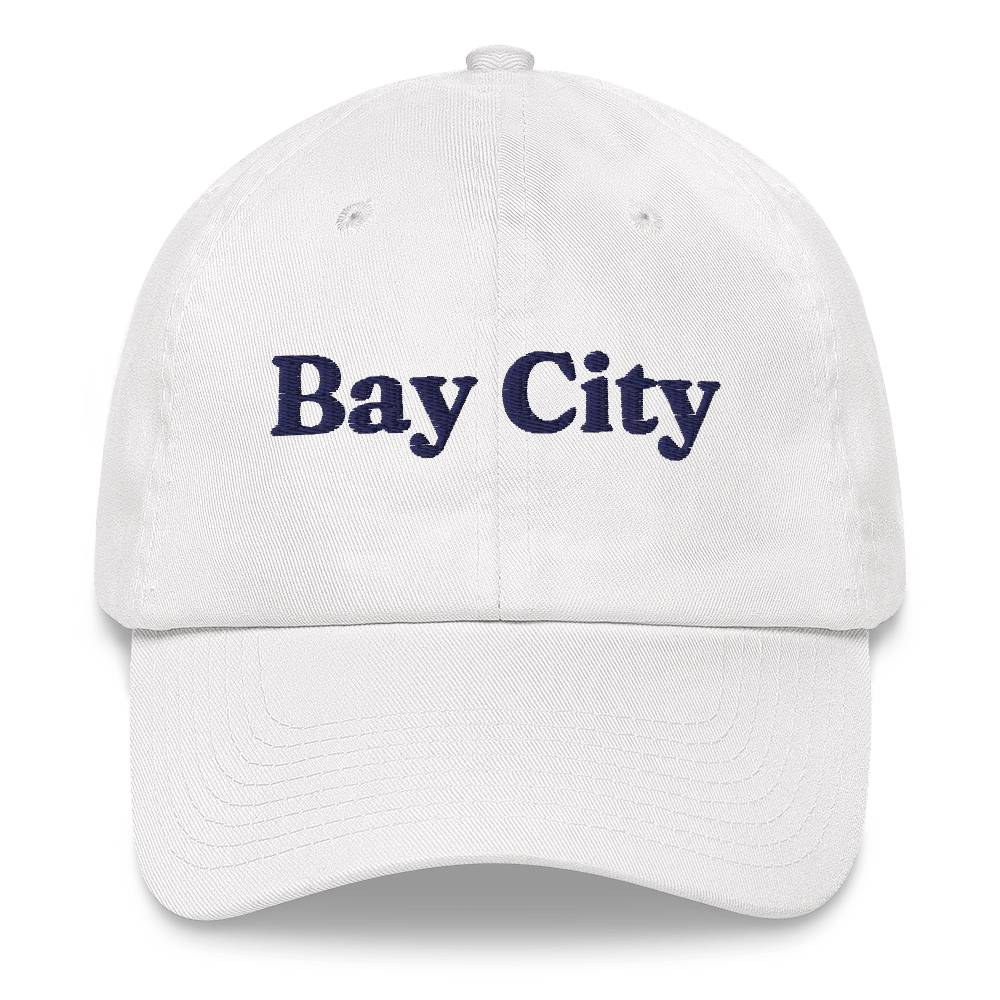 'Bay City' Dad Hat | White/Navy Embroidery