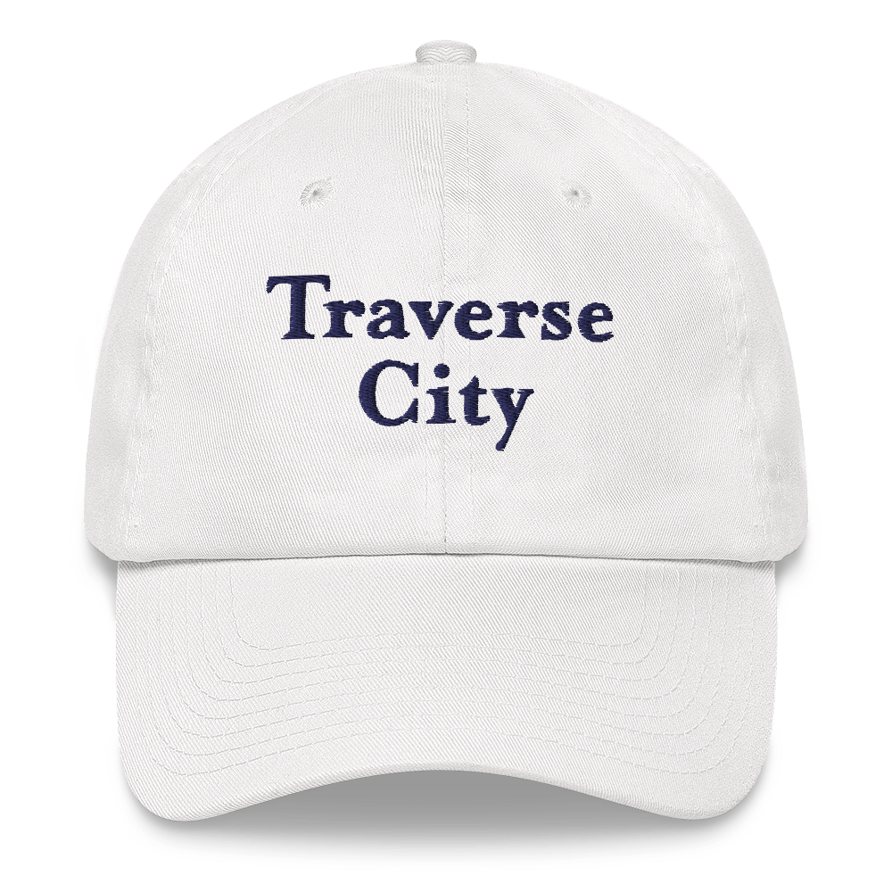 'Traverse City' Dad Hat | White/Black Embroidery