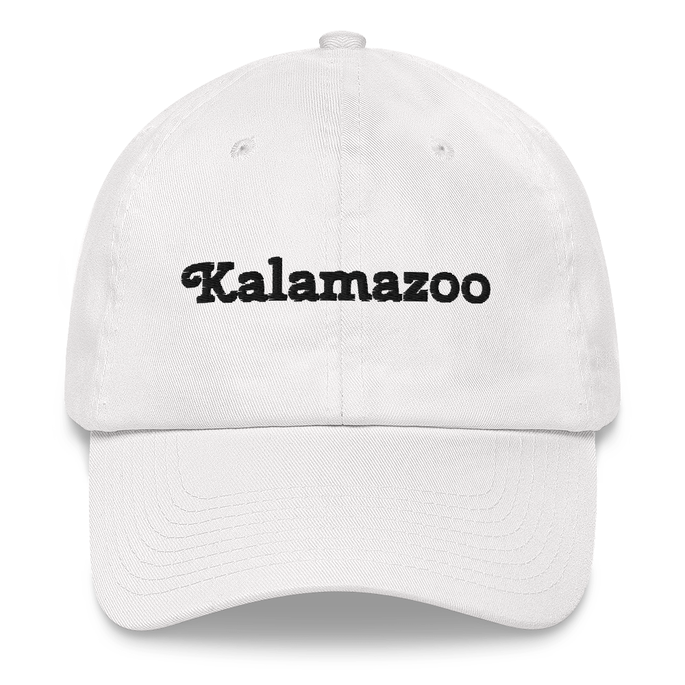 'Kalamazoo' Dad Hat | White/Black Embroidery