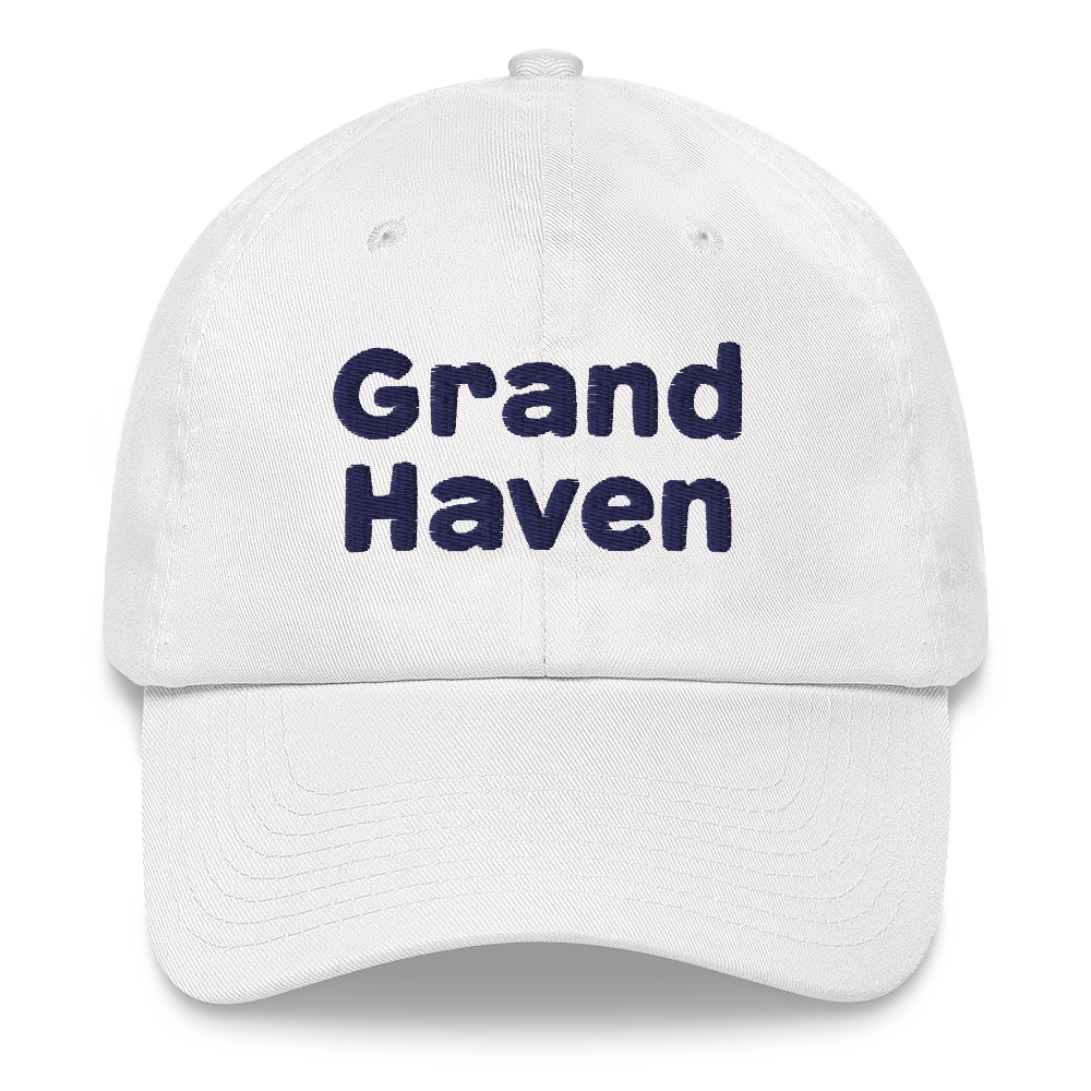 'Grand Haven' Dad Hat | White/Navy Embroidery