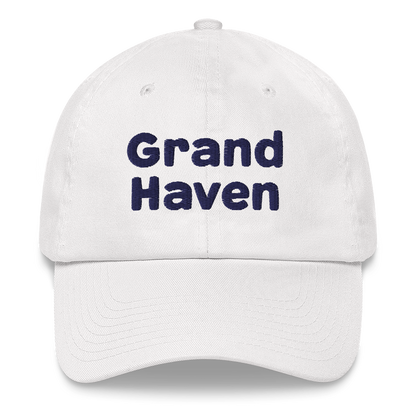 'Grand Haven' Dad Hat | White/Navy Embroidery