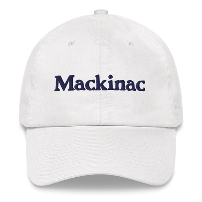 'Mackinac' Dad Hat | White/Navy Embroidery