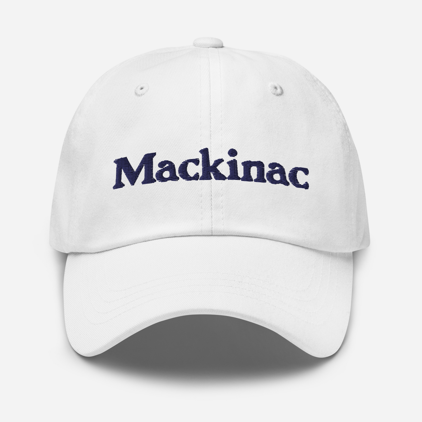 'Mackinac' Dad Hat | White/Navy Embroidery