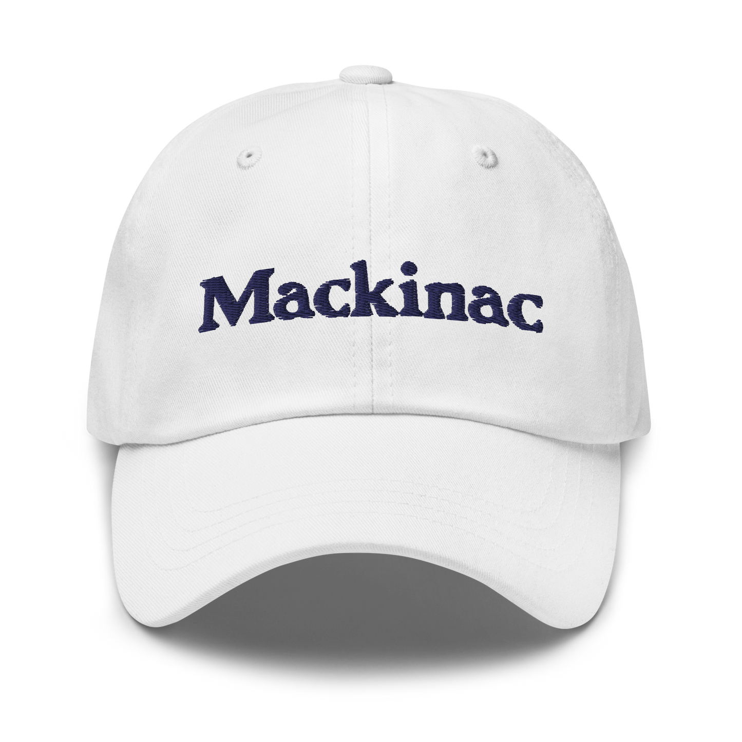 'Mackinac' Dad Hat | White/Navy Embroidery